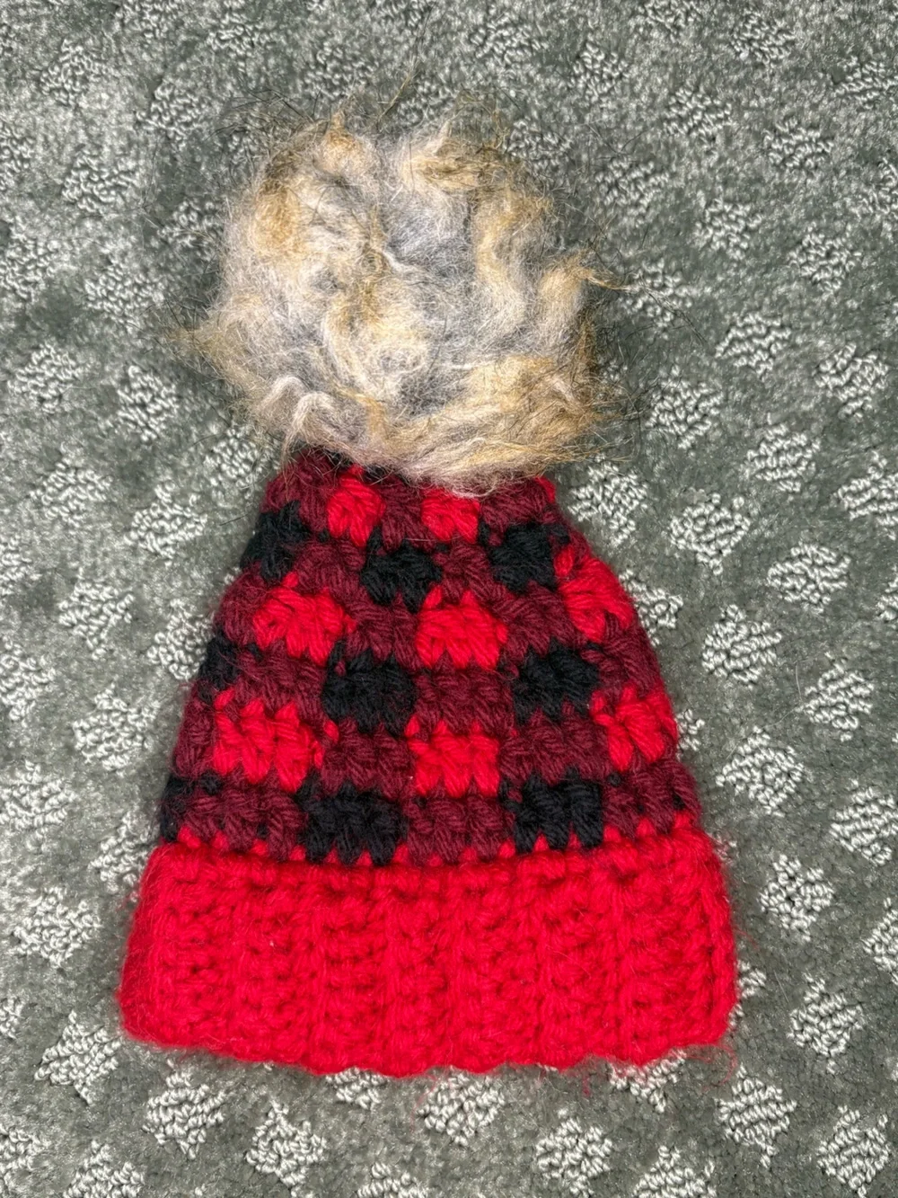 Cozy Red and Black Knit Pom-Pom baby Beanie